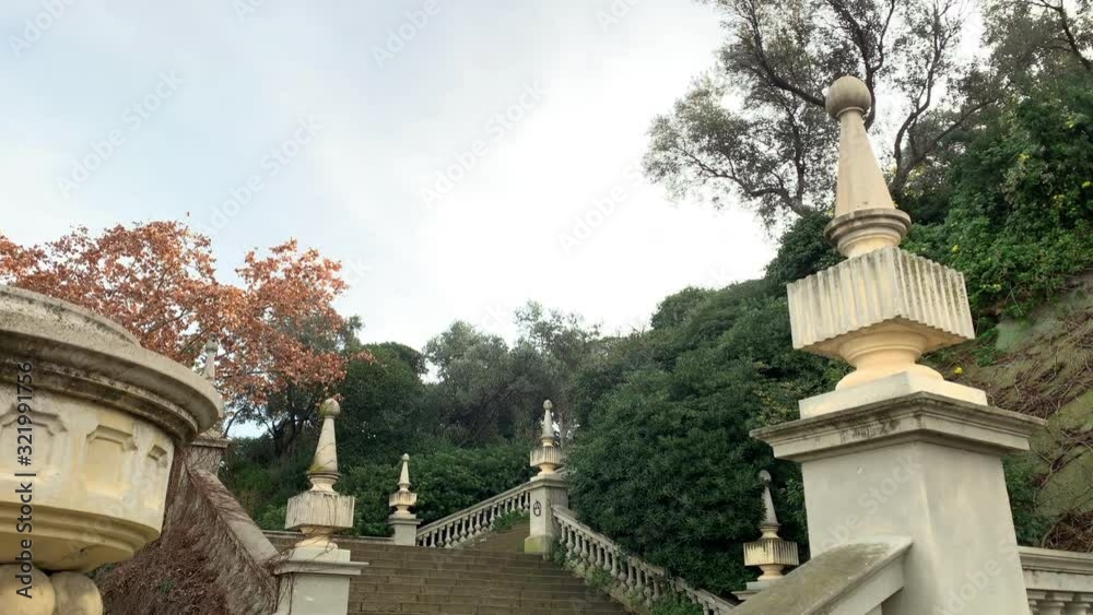 The main Spain sightseeings with lots of tourists; old architecture and touristic attractions; sunny evening on the main square in Barcelona