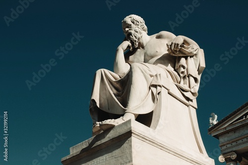 Statue of the ancient Greek philosopher Socrates in Athens, Greece.	 photo