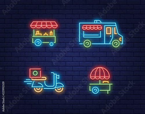 Neon Street Food Cart Set