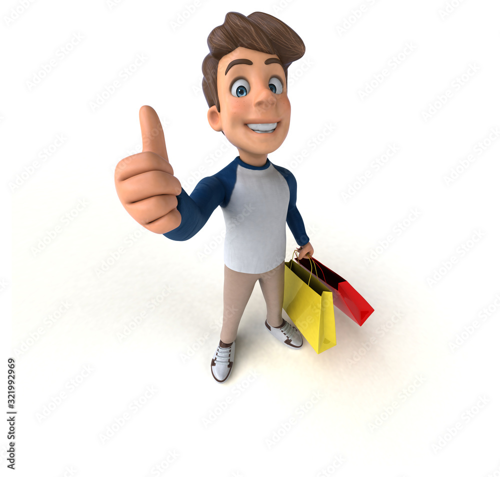3D cartoon character fun teenager