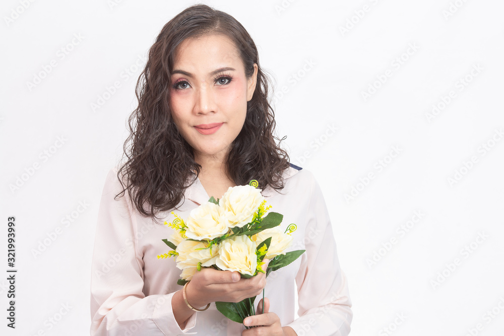 Girl and a rose in her hand Girl and a rose in her hand