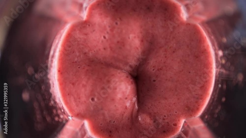 Blender with strawberry and banana top view