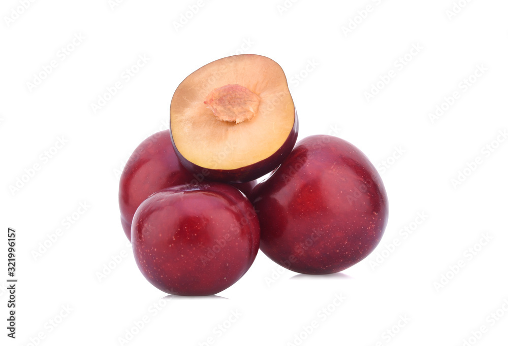 red cherry plum isolated on white background red cherry plum isolated on white background