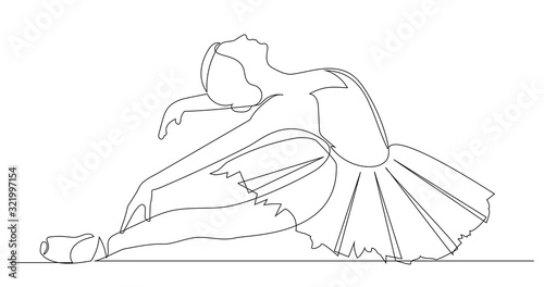 Ballerina dancing a dying swan. Continuous line drawing. isolated sketch drawing of ballet line concept. Vector illustration.