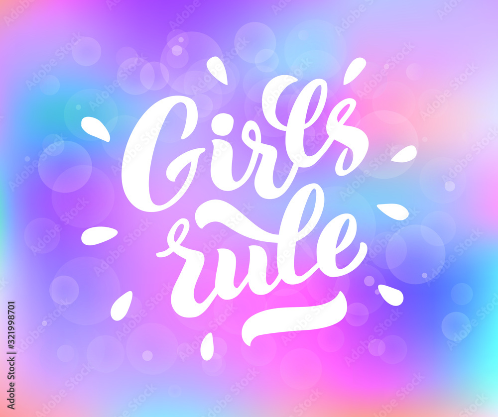 Girls rule - vector lettering of hand drawn . GIRLS RULE hand lettering. Feminist slogan, phrase or quote. Modern vector illustration for t-shirt, sweatshirt or other apparel print. EPS  10