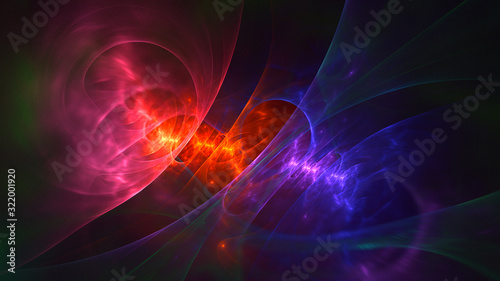 Fractal 3D rendering abstract and shiny background