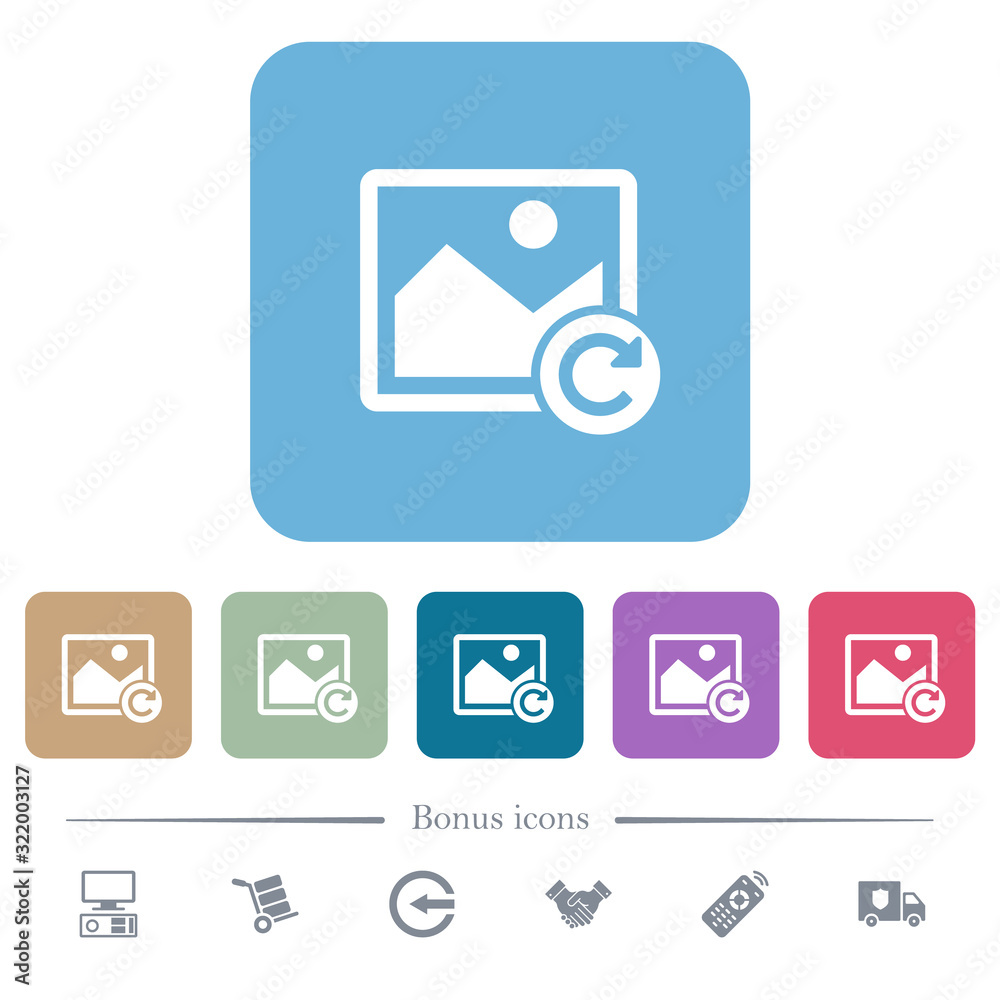 Image rotate right flat icons on color rounded square backgrounds Image rotate right flat icons on color rounded square backgrounds