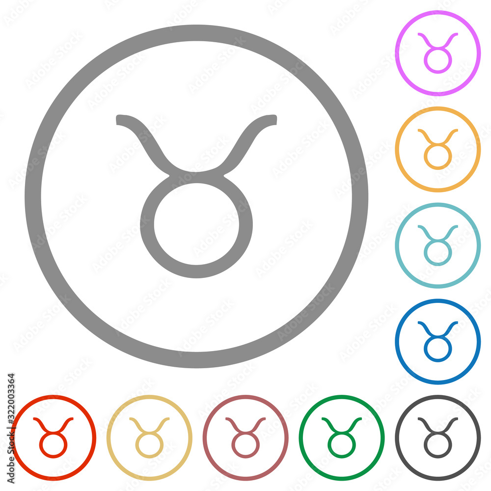 Taurus zodiac symbol flat icons with outlines Taurus zodiac symbol flat icons with outlines
