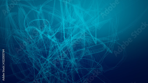 High tech blue wave dark background. Abstract technology big data digital background. 3d rendering.