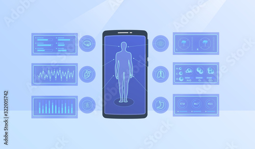 modern human body health statistics for infographics with modern flat style