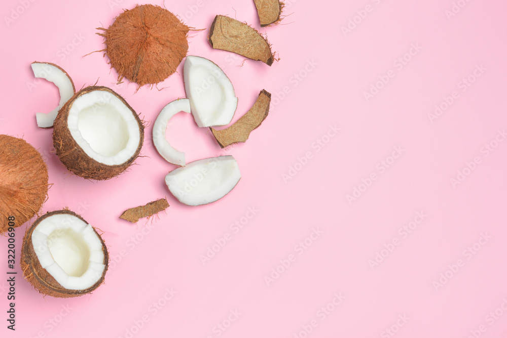 Ripe coconuts on color background Ripe coconuts on color background