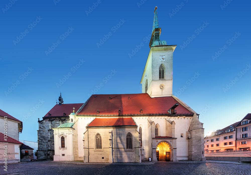 St. Martin's Cathedral in Bratislava at night, Slovakia