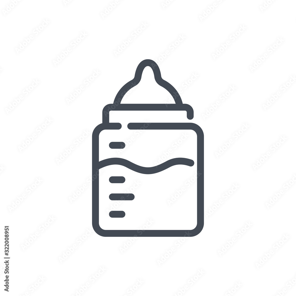 Baby bottle line icon. Milk bottle for baby vector outline sign. Baby bottle line icon. Milk bottle for baby vector outline sign.