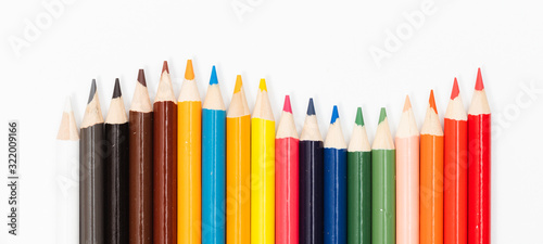 Multi color pencils. the concept of a multinational family and equality in the world.