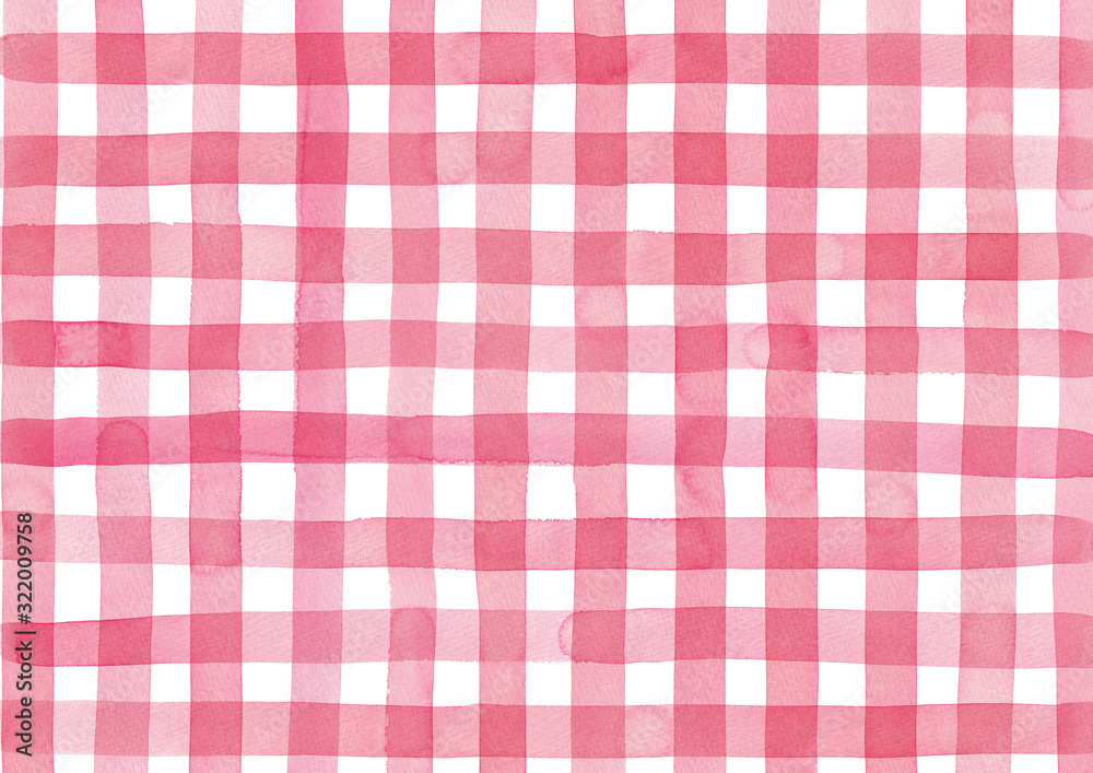 Red check pattern painted by watercolor Red check pattern painted by watercolor
