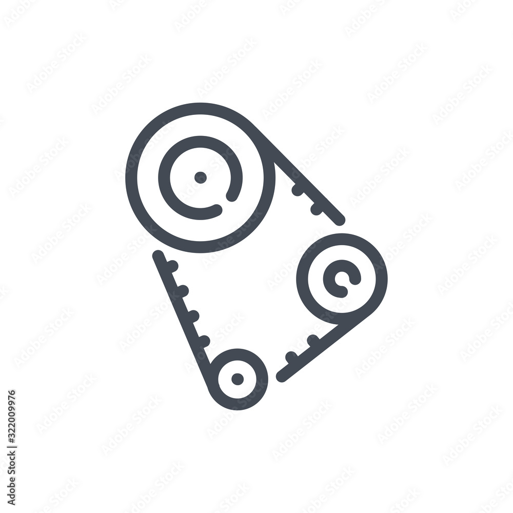 Timing belt line icon. Car generator belt vector outline sign. Timing belt line icon. Car generator belt vector outline sign.