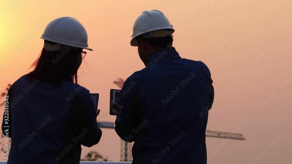 Man and woman shaking hands with construction site in background footage slow motion Man and woman shaking hands with construction site in background footage slow motion