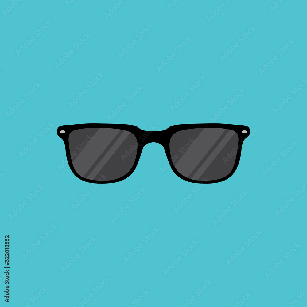 Sunglasses icon. Flat design style. Sunglasses silhouette. Simple icon. Modern flat icon in stylish colors. Web site page and mobile app design element.