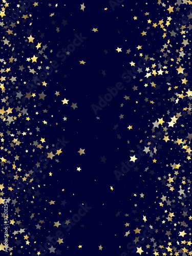 Gold gradient star dust sparkle vector background.
