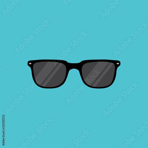 Sunglasses icon. Flat design style. Sunglasses silhouette. Simple icon. Modern flat icon in stylish colors. Web site page and mobile app design element.