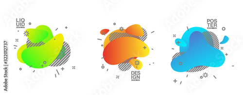geometric colorful abstract shapes set badges background for banner web, app, poster. Trendy minimal modern design isolated white background. Abstract geometric shapes, lines patterns composition set.
