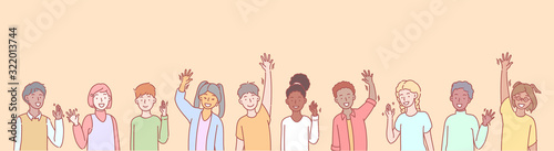 Set of multiethnic children volunteers concept