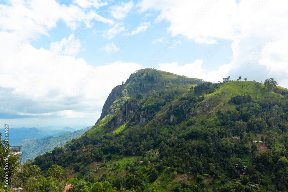 Ella Rock peak near Ella village in the mountains in Sri Lanka.