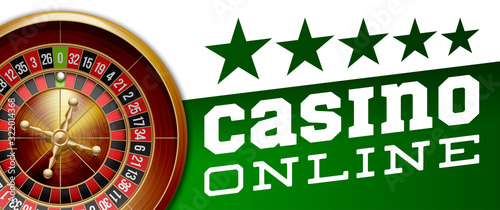 illustration Online web casino banner with american roulette on green surface table. Marketing Luxury green Banner Poker Jackpot zero with classic roulette. Advertising poster set Online web Casino