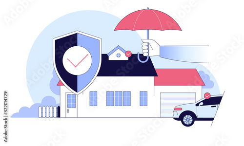Insurance policy services. Vector security concept