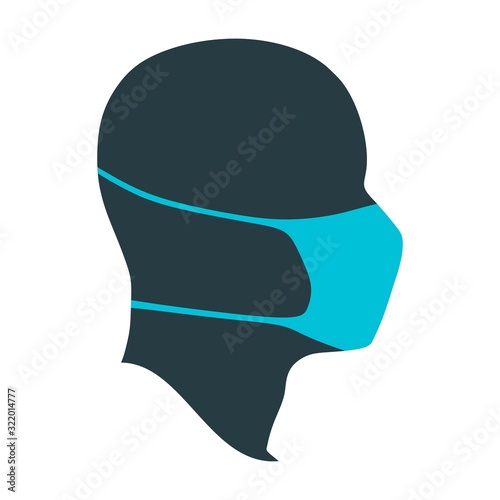 Abstract icon of man wearing a medical mask