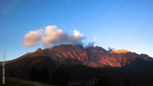 Timelpase of clouds over Dolomites, Italy