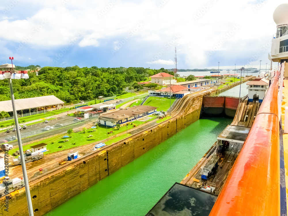 View of Panama Canal from cruise ship