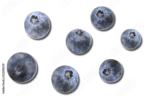 Blueberries isolated on a white background. Close-up.