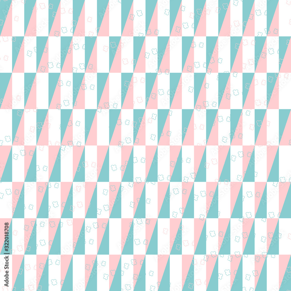 Vector seamless pattern with small flower shapes and abstract geometric mosaic background. Vector seamless pattern with small flower shapes and abstract geometric mosaic background.