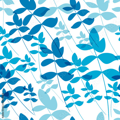 Vector seamless pattern with hand drawn leaf shapes. Simple modern background with plant outlines
