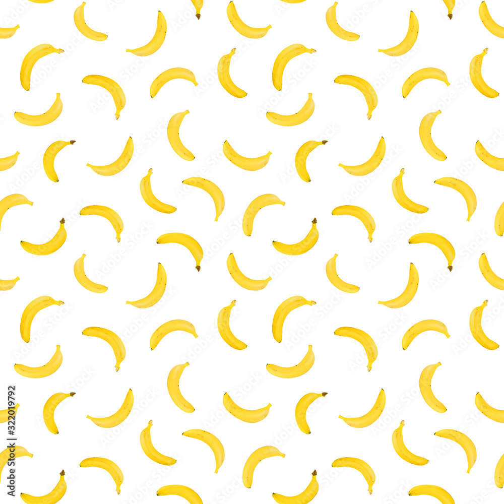 Seamless pattern with bananas on a white background. Fruit background. Creative design for wrapping paper, packaging, printing on fabrics, clothing, products. Seamless pattern with bananas on a white background. Fruit background. Creative design for wrapping paper, packaging, printing on fabrics, clothing, products.