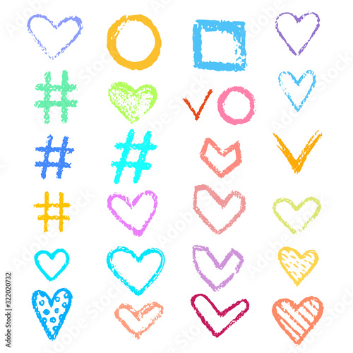 Set chalk vector textures. hand drawn elements.