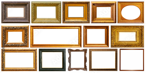 Set of frame frames picture gold silver tree.