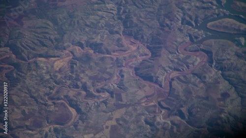 AERIAL footage , shot from airplane landscape , amazing view from earth , rocky mountain terrain Africa land photo