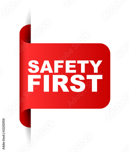 red vector banner safety first