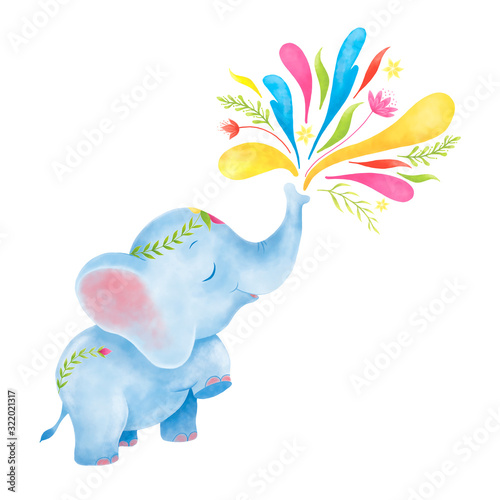 postcard elephant happy holi festival photo