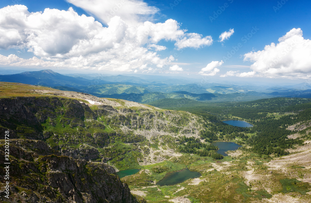 Top view of Karakol lakes in Altai mountains. Altai, Suberia