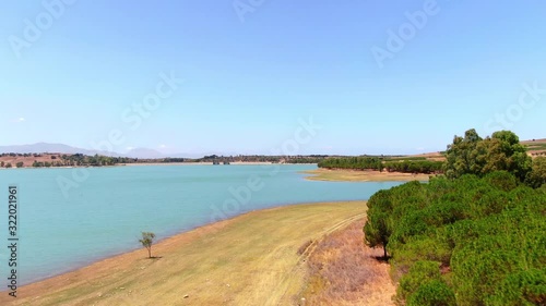 Wallpaper Mural Low angle aerial along dry coast of lago Poma, lake in sicily, italy Torontodigital.ca