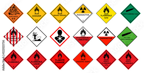 Warning transport hazard pictograms,Hazardous chemical danger Symbol Sign Isolate on White Background,Vector Illustration photo