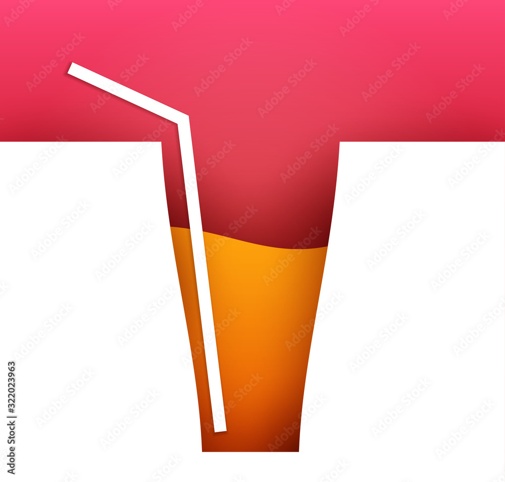 Abstract silhouette of glass with cocktail or juice in trendy minimalistic geometric flat style. Creative colorful composition. Concept for branding menu, cover, flyer, banner. Vector illustration. Abstract silhouette of glass with cocktail or juice in trendy minimalistic geometric flat style. Creative colorful composition. Concept for branding menu, cover, flyer, banner. Vector illustration.