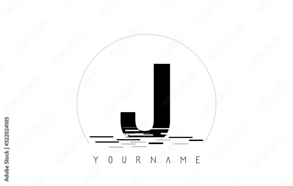 J Black Letter Logo Design with Circular Shape and Water Effect J Black Letter Logo Design with Circular Shape and Water Effect