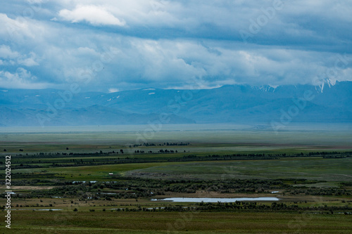 Background image of a mountain landscape. Russia  Siberia  Altai