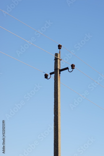 One power line in the blue sky