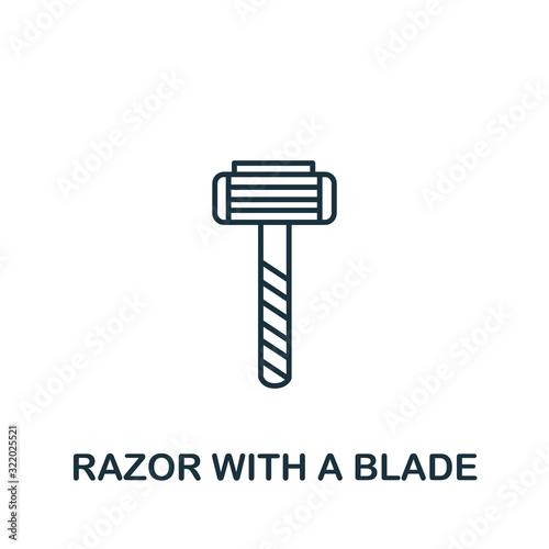 Razor With A Blade icon from barber shop collection. Simple line element Razor With A Blade symbol for templates, web design and infographics