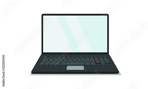 black laptop with rounded buttons on a white background